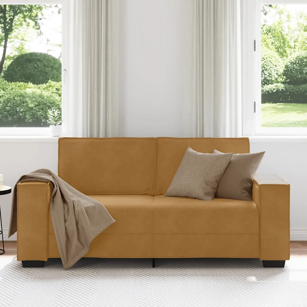 Divano a 2 Posti-Sofa 2 Posti Marrone 140 cm in Velluto 618774