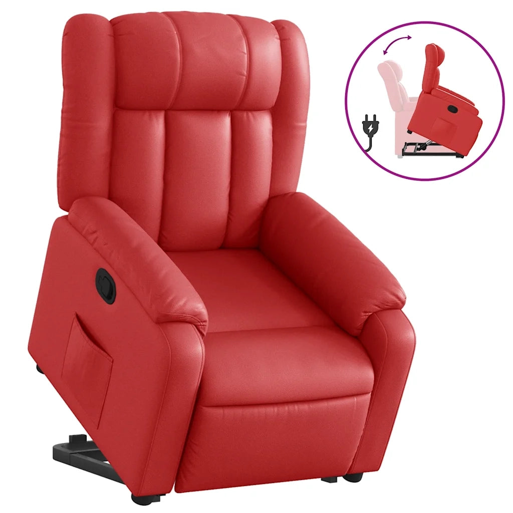 Poltrona Alzapersona Reclinabile Rosso in Similpelle 3205269