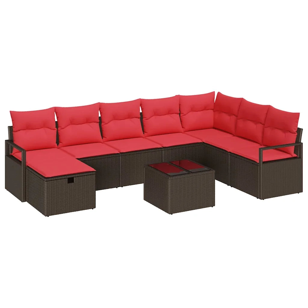 Set di divani con cuscino con archiviazione Marrone polyrattan 3359243