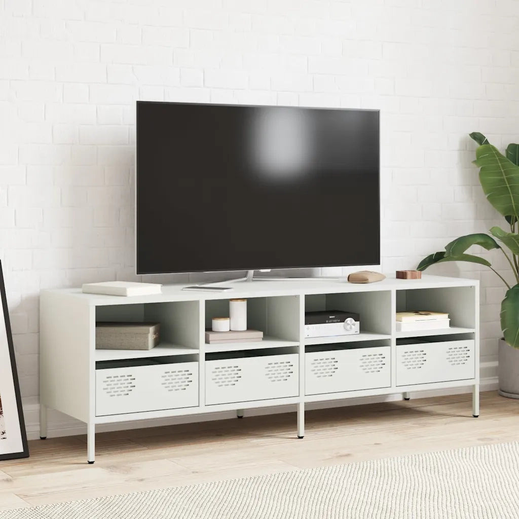 Mobile TV | Armadietto TV | Mobile Porta TV Bianco 135x39x43,5 cm in Acciaio Laminato a Freddo