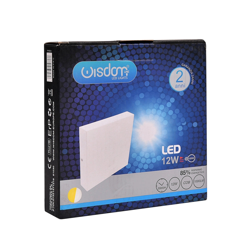 APPLIQUE LED QUADRATA SLIM 12W BI-EMISSIONE LUMINOSA LUCE NATURALE 4000K° - ILLUMINAZIONE EFFICIENTE E STILIZZATA IDEALE PER INTERNI SOGGIORNI CAMERE INGRESSI UFFICI E NEGOZI