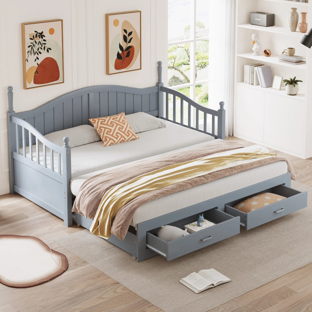 Divano letto con funzione estraibile in legno di pino 90x190 cm