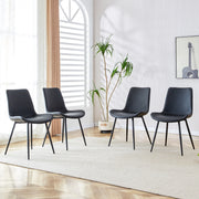 Sedia da pranzo seduta ampia schienale ergonomico con gambe metalliche antiscivolo, in PU nero