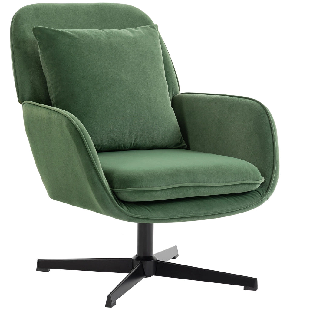 Poltrona Girevole Rivestita in Tessuto Effetto Velluto ¨C Zephmum ¨C Verde