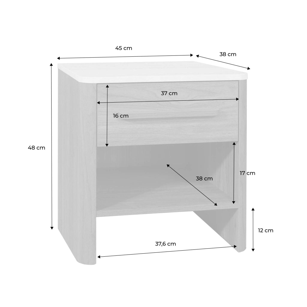set  2 comodini con decorazione in legno ed effetto travertino, 1