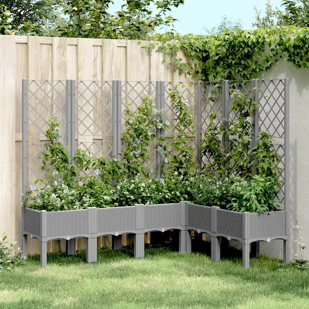 Fioriera Giardino con Graticcio-Vaso da Esterno-Contenitore per Piante Grigio Chiaro 160x120x142 cm PP