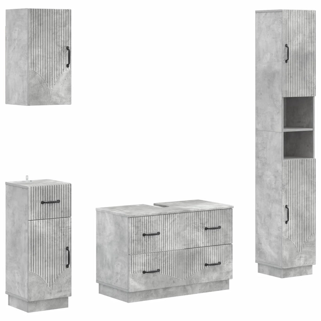 Set di Mobili da Bagno da 4 Pezzi HOORN Grigio Cemento 3417957