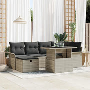 Set Divano da Giardino 7 pcs Grigio chiaro polyrattan