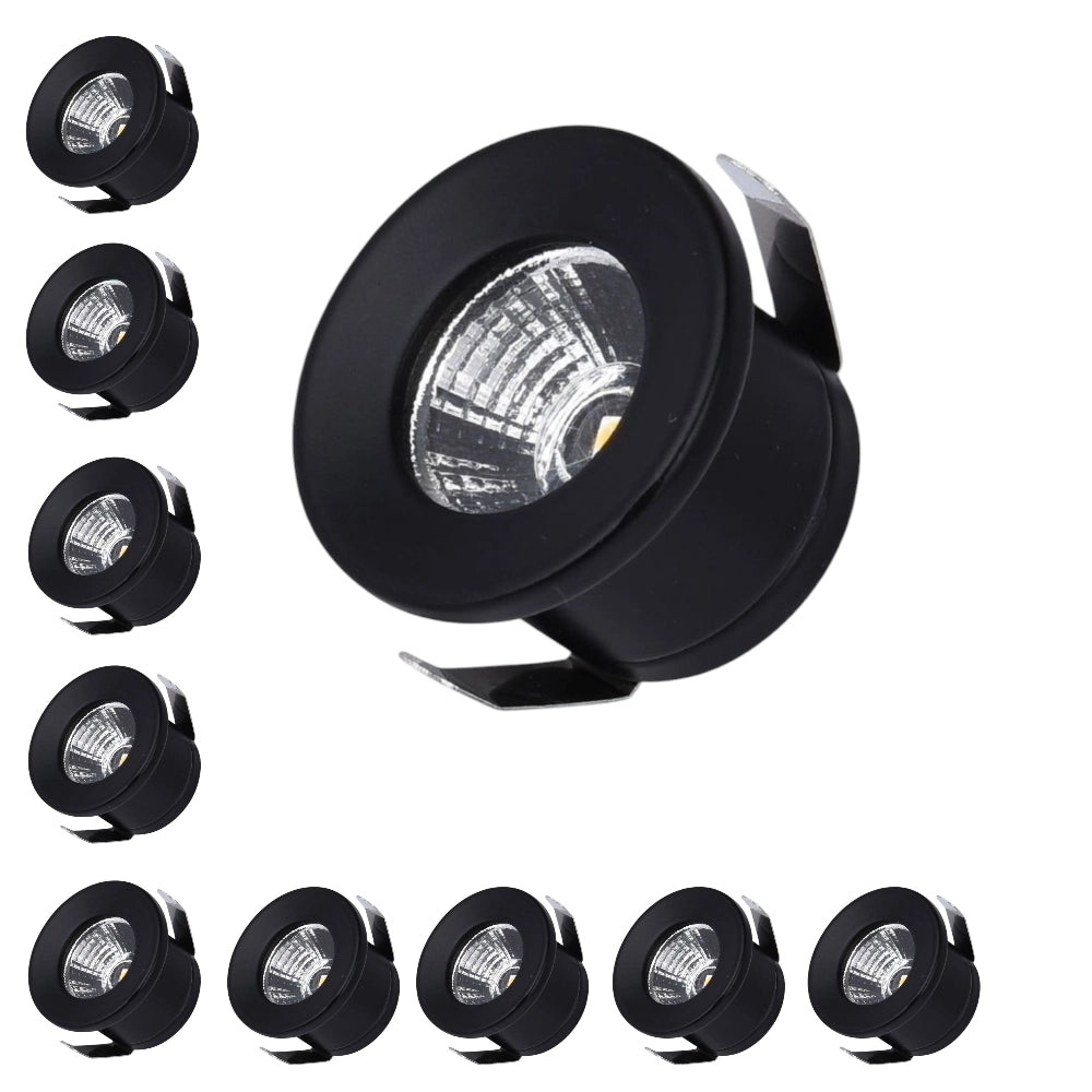 Set 10 Faretto a led cob da incasso in alluminio nero punto luce 1w 220v per controsoffittature scale cielo stellato - Luce Naturale, Fredda, Calda Colore della luce: Luce calda
