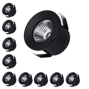 Set 10 Faretto a led cob da incasso in alluminio nero punto luce 1w 220v per controsoffittature scale cielo stellato - Luce Naturale, Fredda, Calda Colore della luce: Luce calda