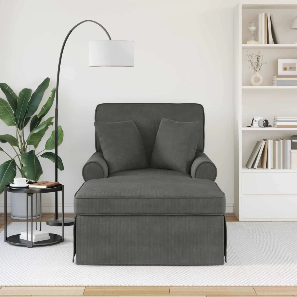 Chaise Longe con Gonna 3 pz Grigio scuro Tessuto in Cords CFW6618489