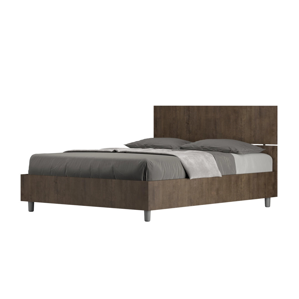 BS COM Letto matrimoniale francese contenitore 140x200 testata dritta noce