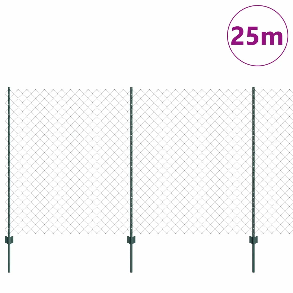 Recinzione a maglie con palo 25 x 1,4 m Verde Rete 3336254