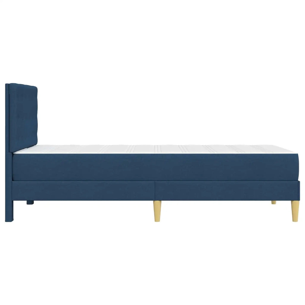Letto singolo | Letto per adulti | Struttura letto con materasso Blu 90 x 190 cm Tessuto