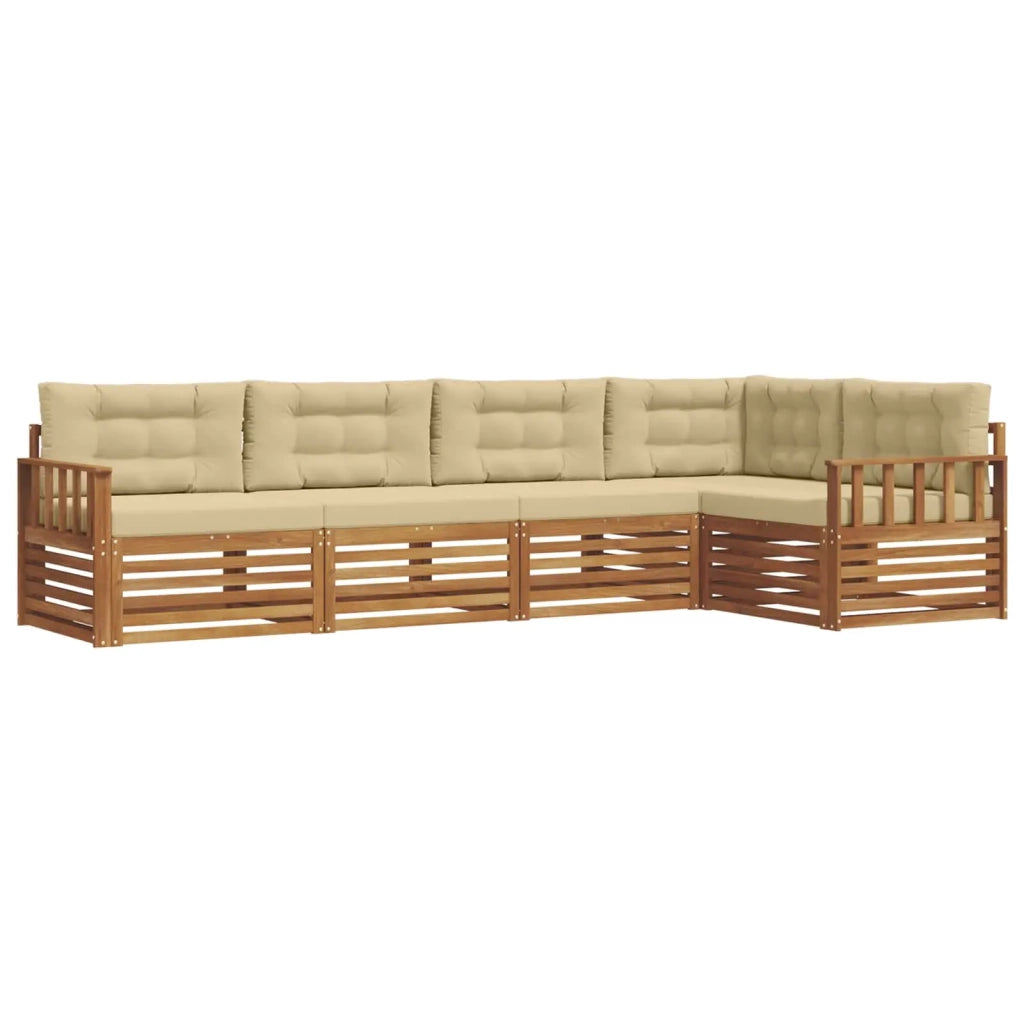 Set di divani da esterno con cuscino 5 pcs Naturale e Beige 3373453