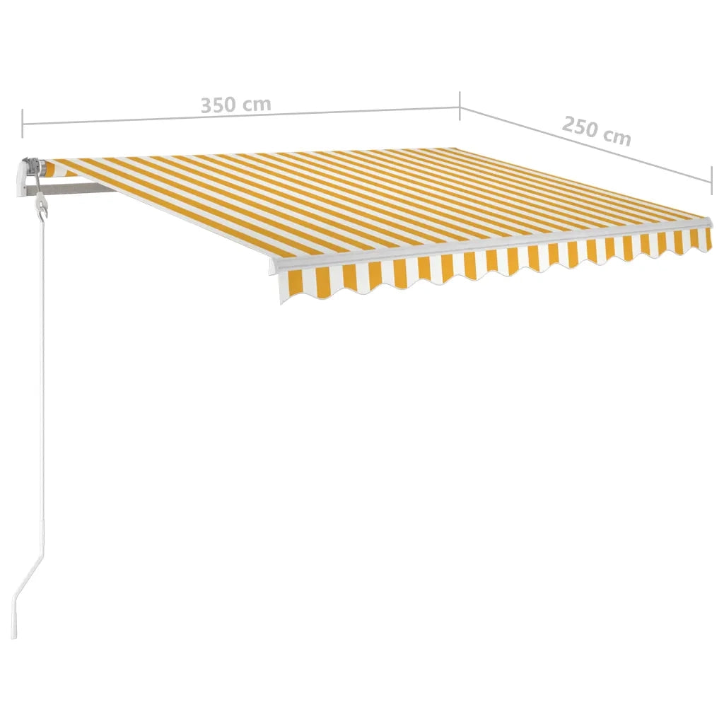 Tenda Automatica Sensore Vento e LED 350x250 cm Gialla Bianca 3068893