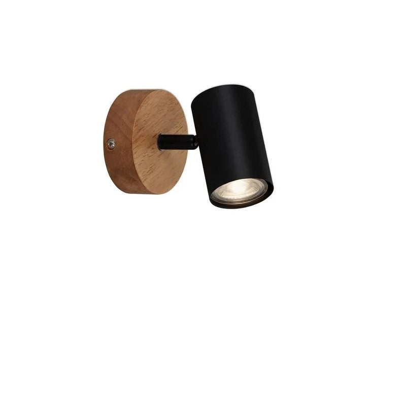 Spot Muritz GU10 9 cm nero/legno