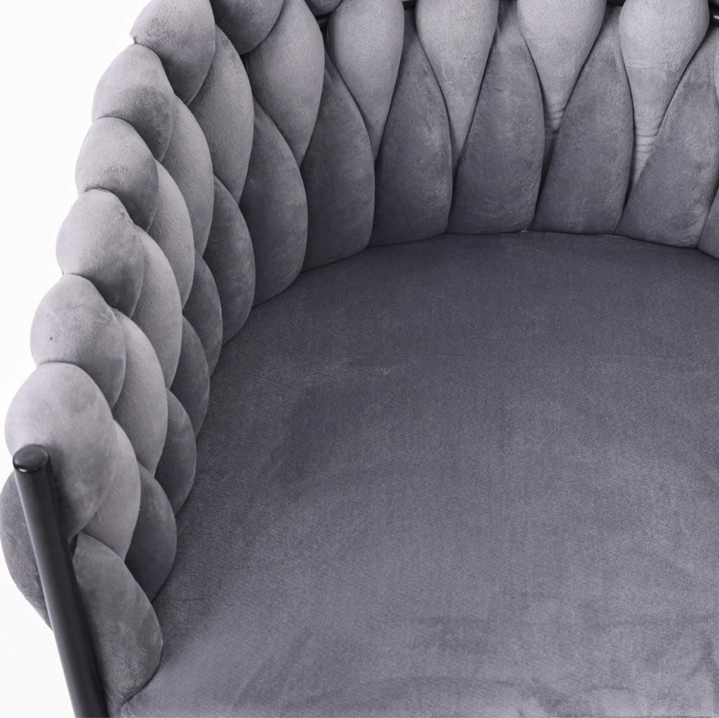Set di 6 sedie girevoli da pranzo con schienale ergonomico in velluto grigio