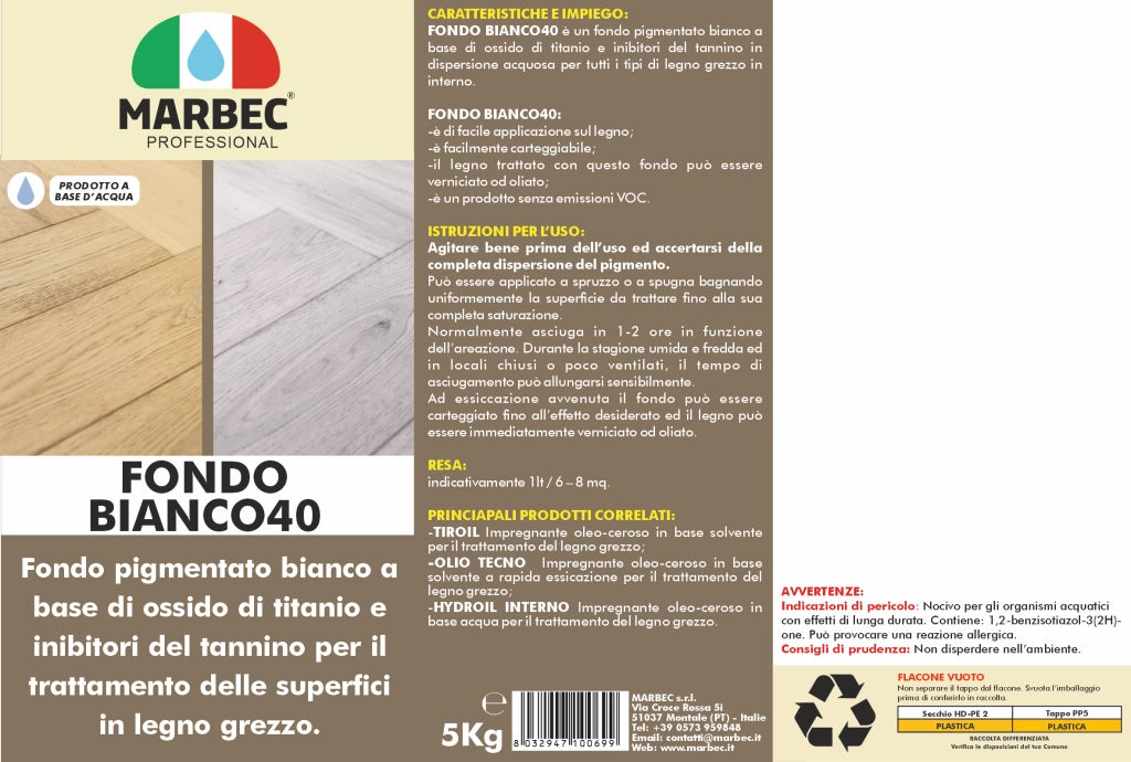 Fondo bianco per legno interno FONDO BIANCO40   5KG