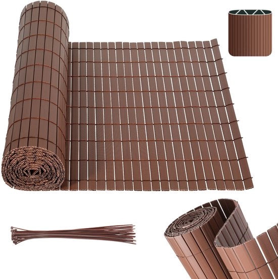 Schermo per giardino in PVC - separazione per balcone e schermo per terrazza e giardino - marrone 0,9x3m