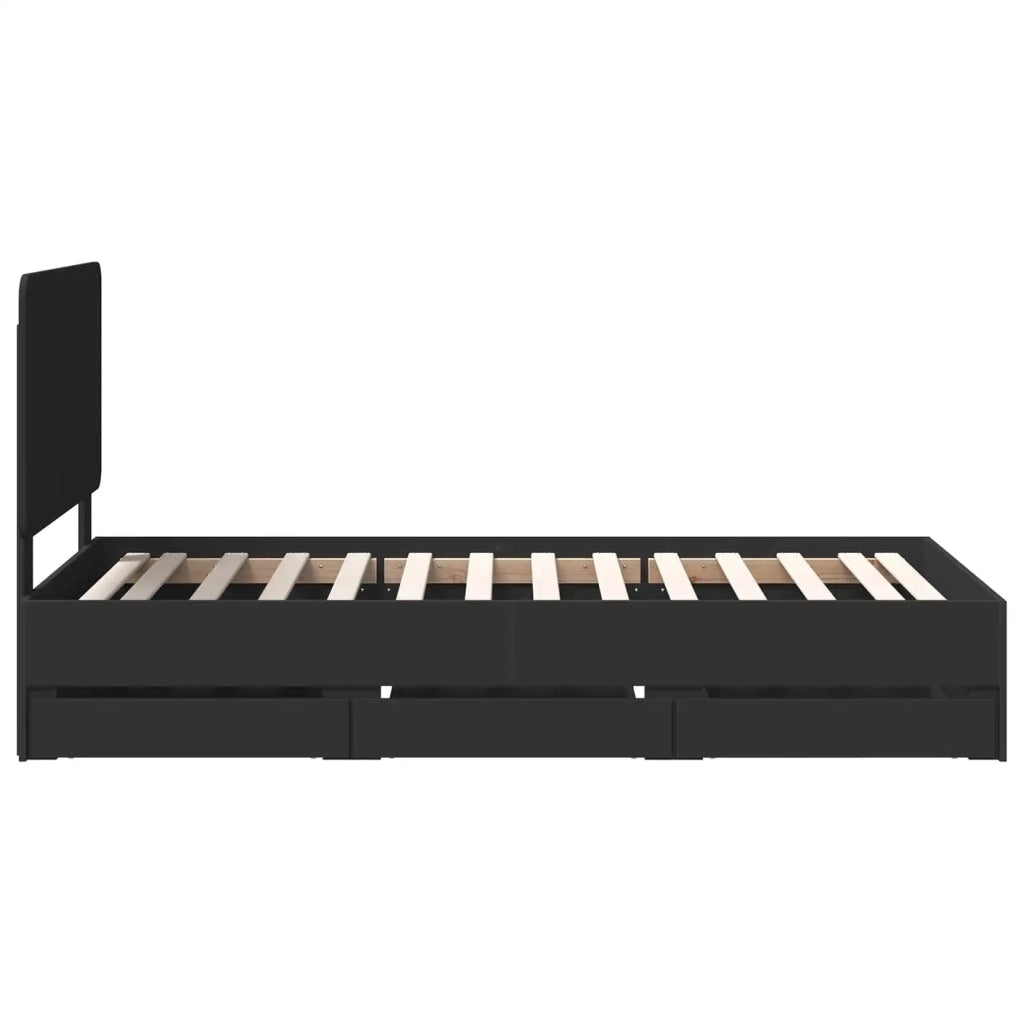 Struttura del letto-Giroletto Nero 90 x 200 cm Legno Ingegnerizzato 428298