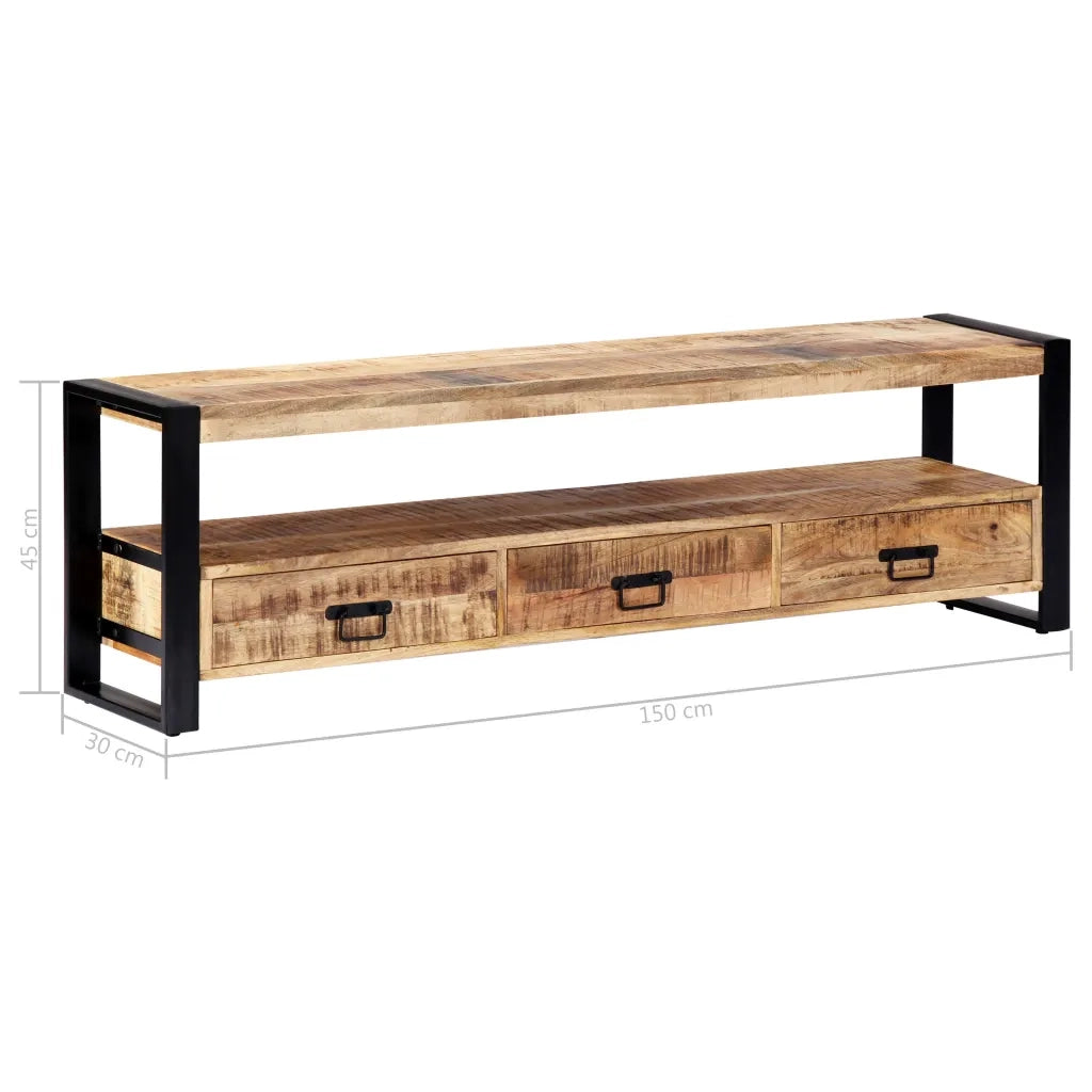Mobile Porta TV-Mobile per TV-Credenza TV 150x30x45 cm in Legno Massello di Mango