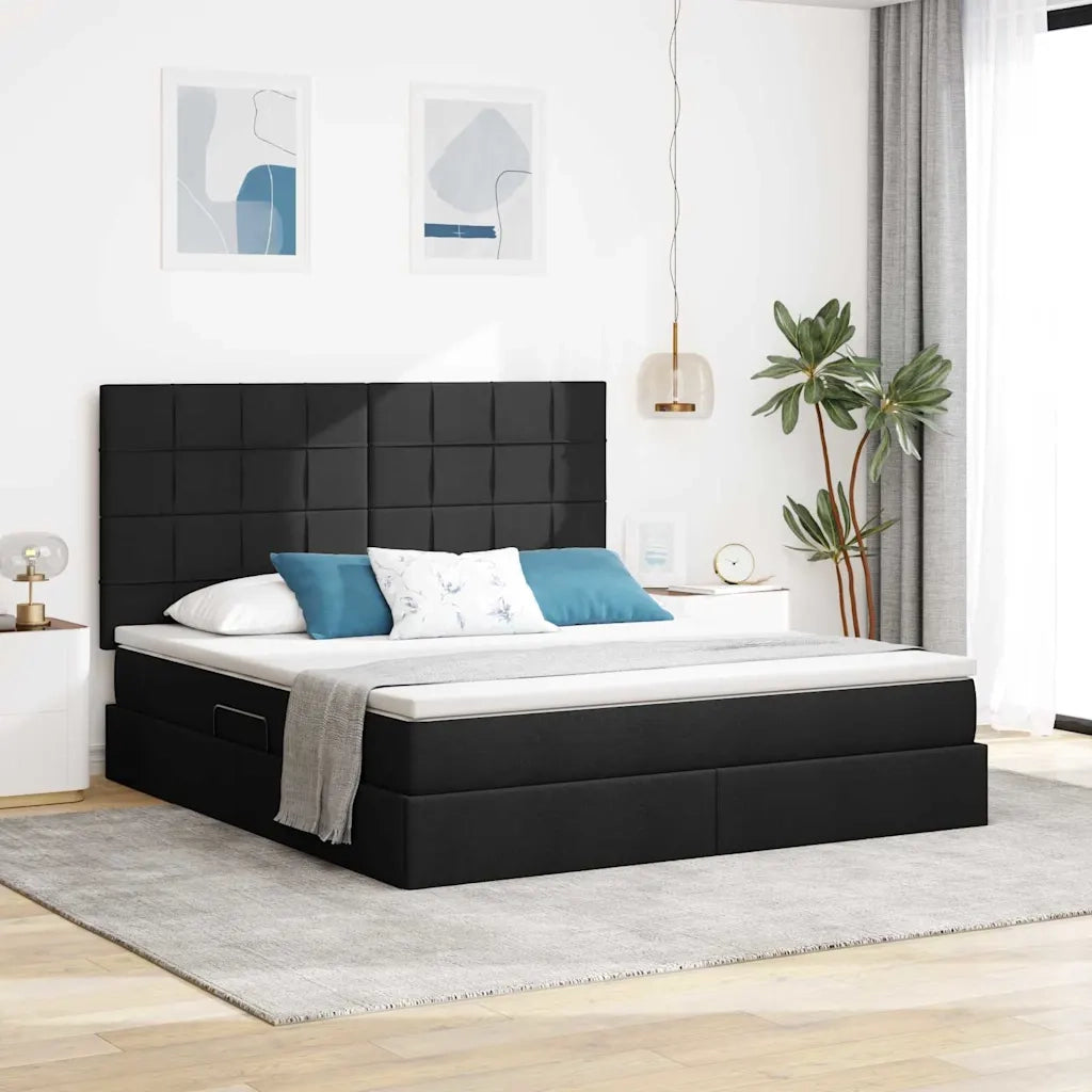 Letto con contenitore e materasso Nero 180 x 200 cm Poliestere 3371798
