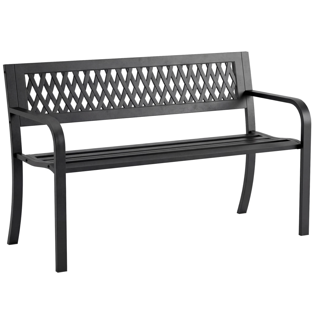 Panchina Giardino 2 Posti con Braccioli ¨C zephmum ¨C Metallo Nero 119x50x75 cm