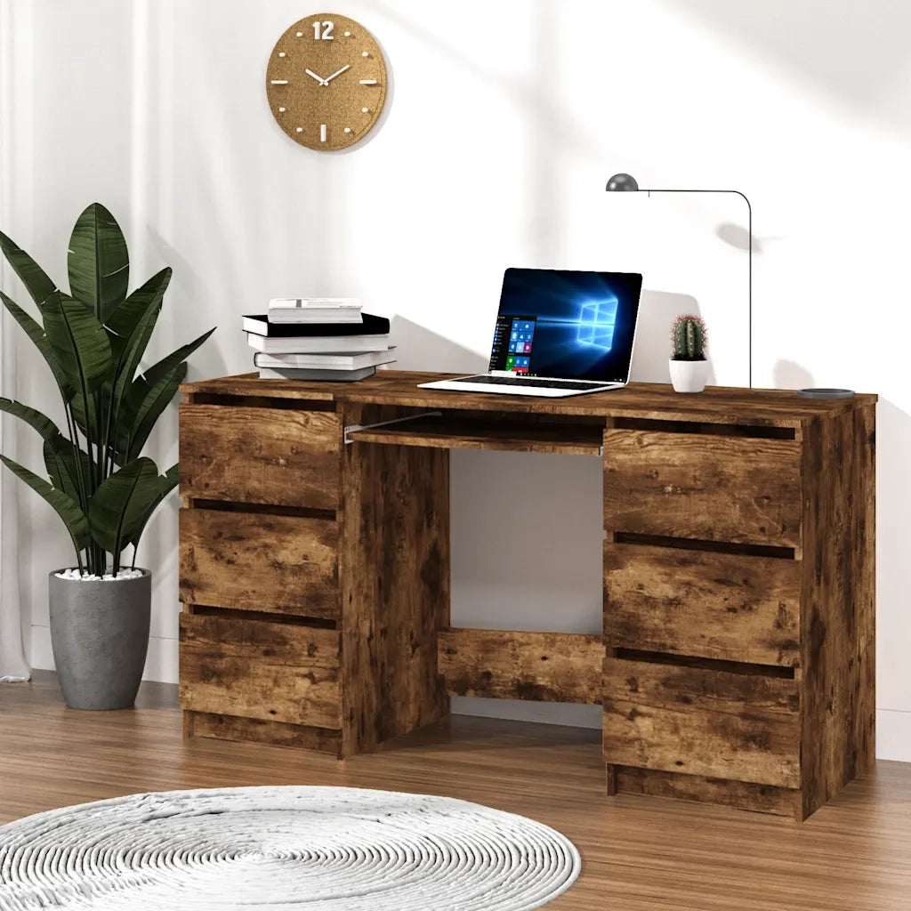 Scrivania | Tavolo da Ufficio Rovere Fumo 140x50x77 cm in Legno Multistrato