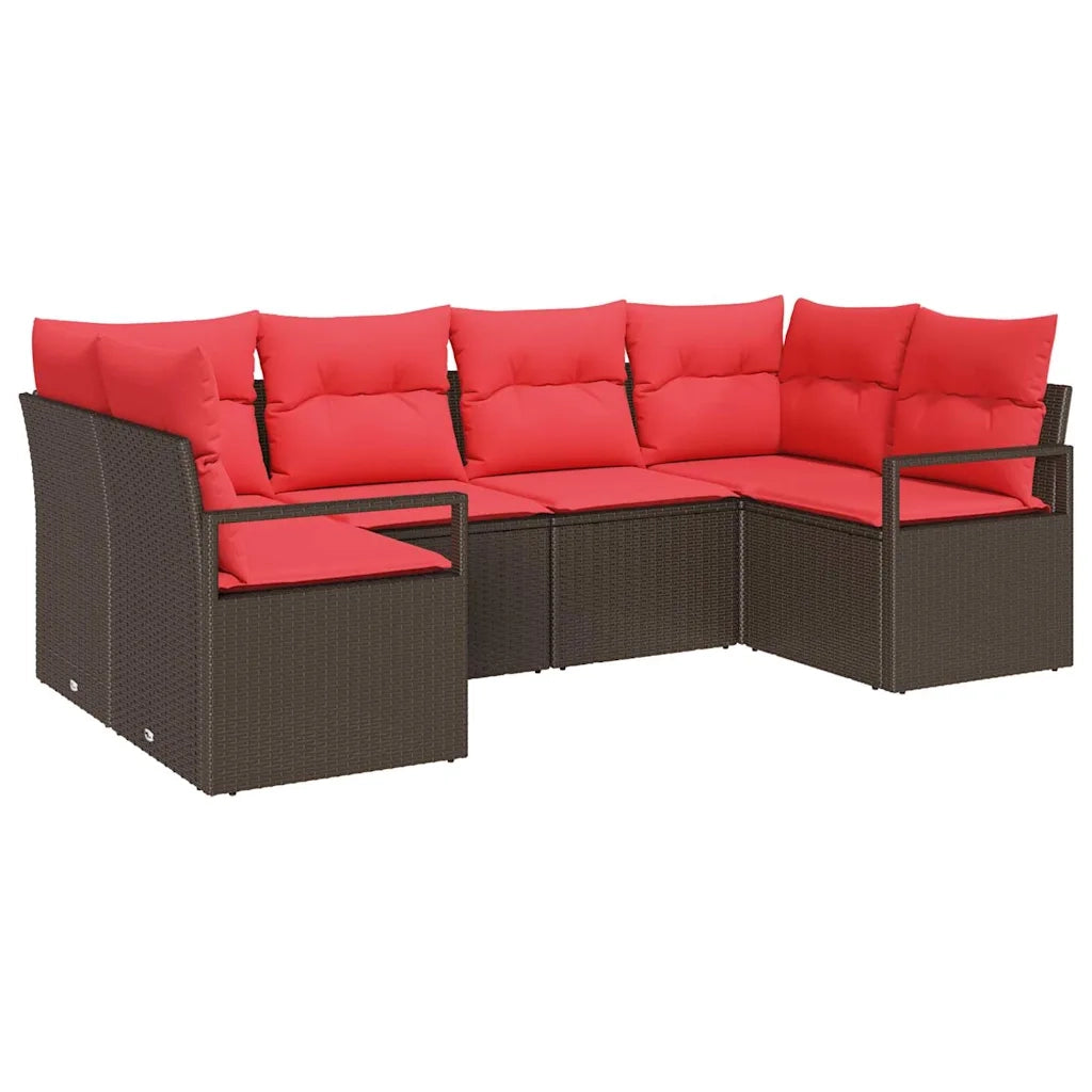 Set di divani con cuscino 6 pcs Marrone Rattan in Polipropilene 3346524