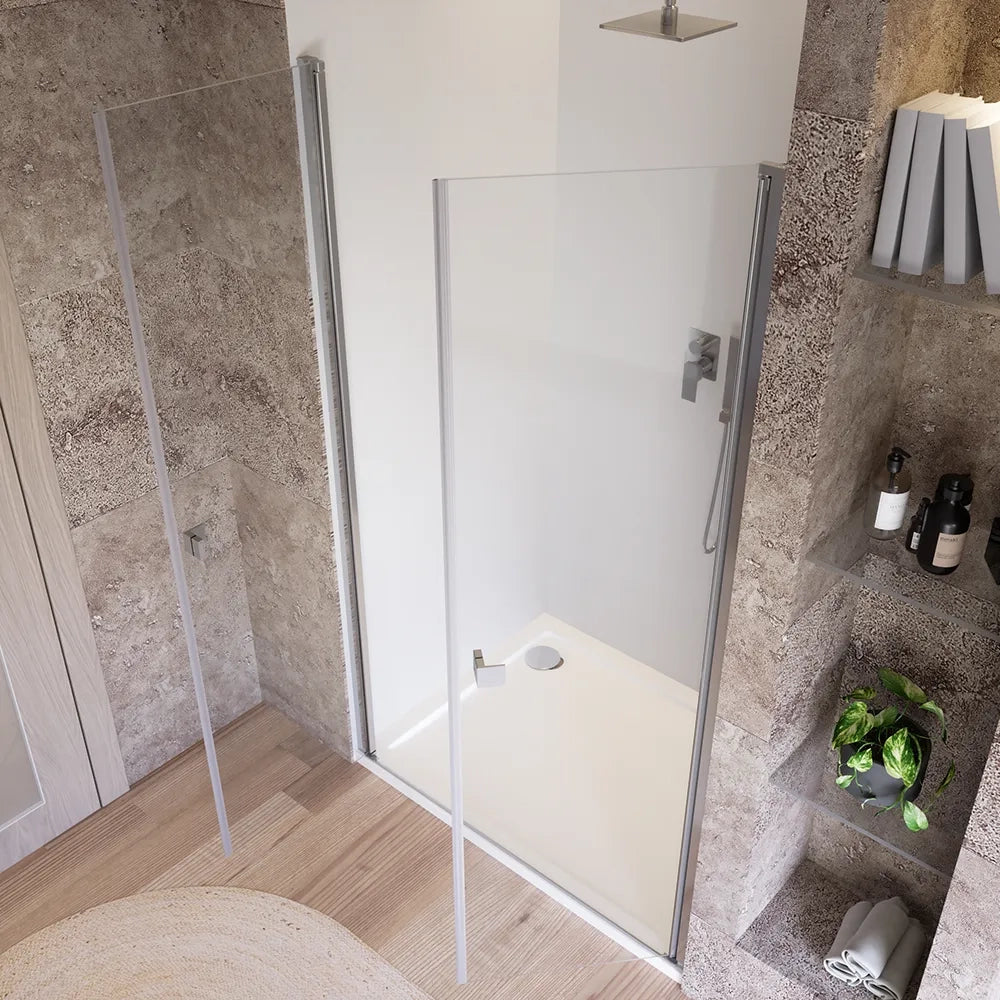 Porta doccia 100cm apertura saloon con profili cromati e vetro da 8mm trasparente h195 | Fiji