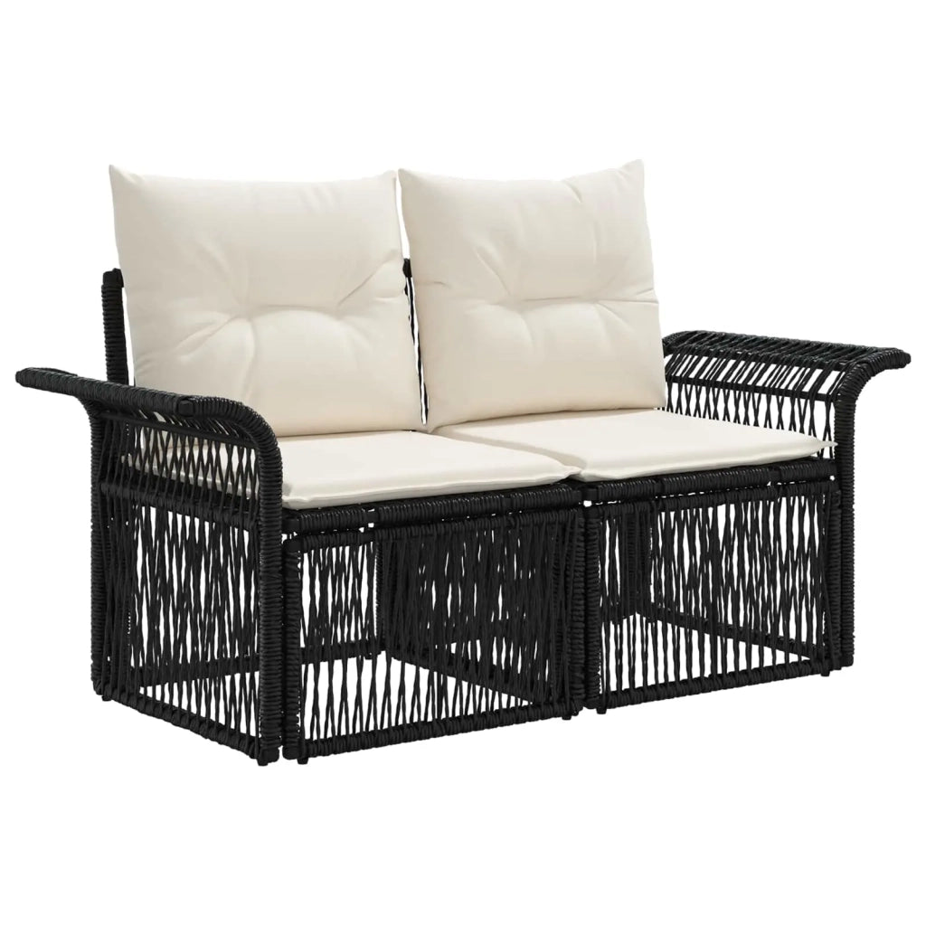 Set Divano da Giardino 12 pz Nero e Bianco Crema polyrattan 3436654