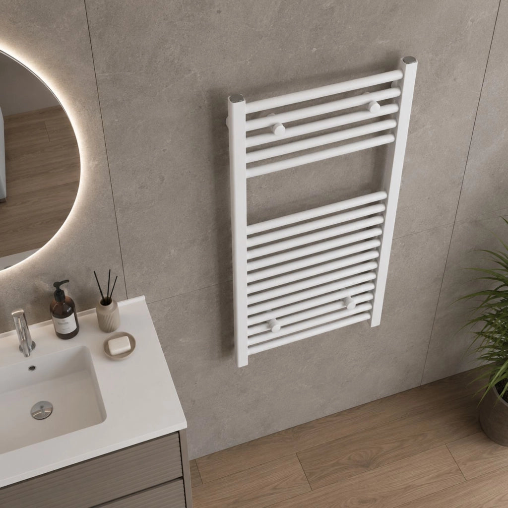Termoarredo scaldasalviette tubolare tondo in acciaio bianco opaco *** finitura- bianco opaco, misure h770xl500xi450 ...