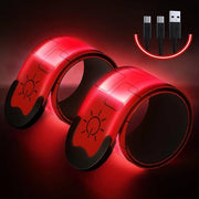 Armbandini LED per corsa (2 pezzi), armbandini ricaricabili tramite USB con riflessi per alta visibilità per corridori, ciclisti, escursionisti, proprietari di animali domestici