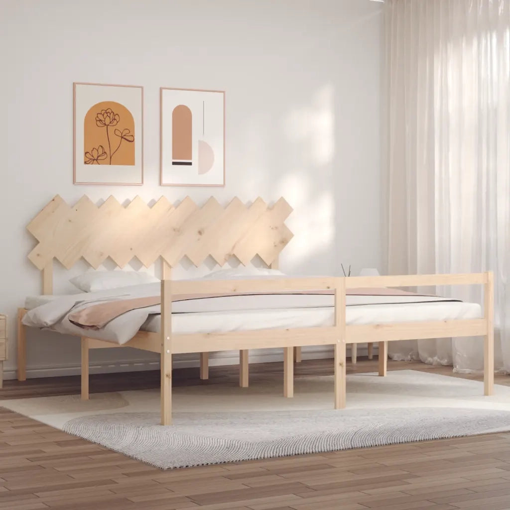 Letto matrimoniale | Letto per adulti | Letto per Anziani con Testiera 200x200 cm in Legno Massello