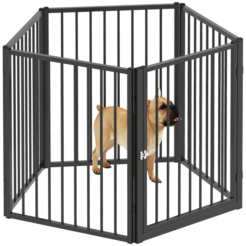 Area per cani, parco per animali, 5 pannelli, recinzione pieghevole portatile, sicura, nera