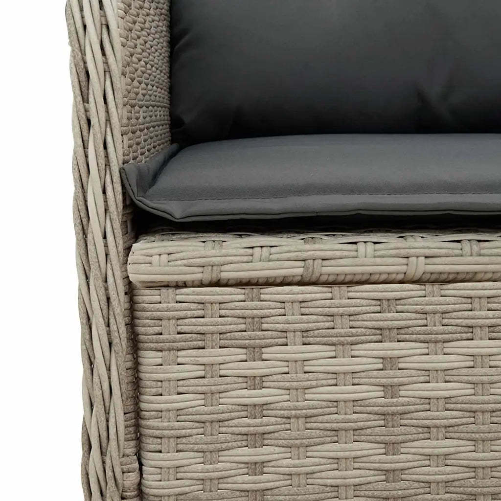 Panca Reclinabile Giardino con Cuscini Grigio Chiaro Polyrattan 368960