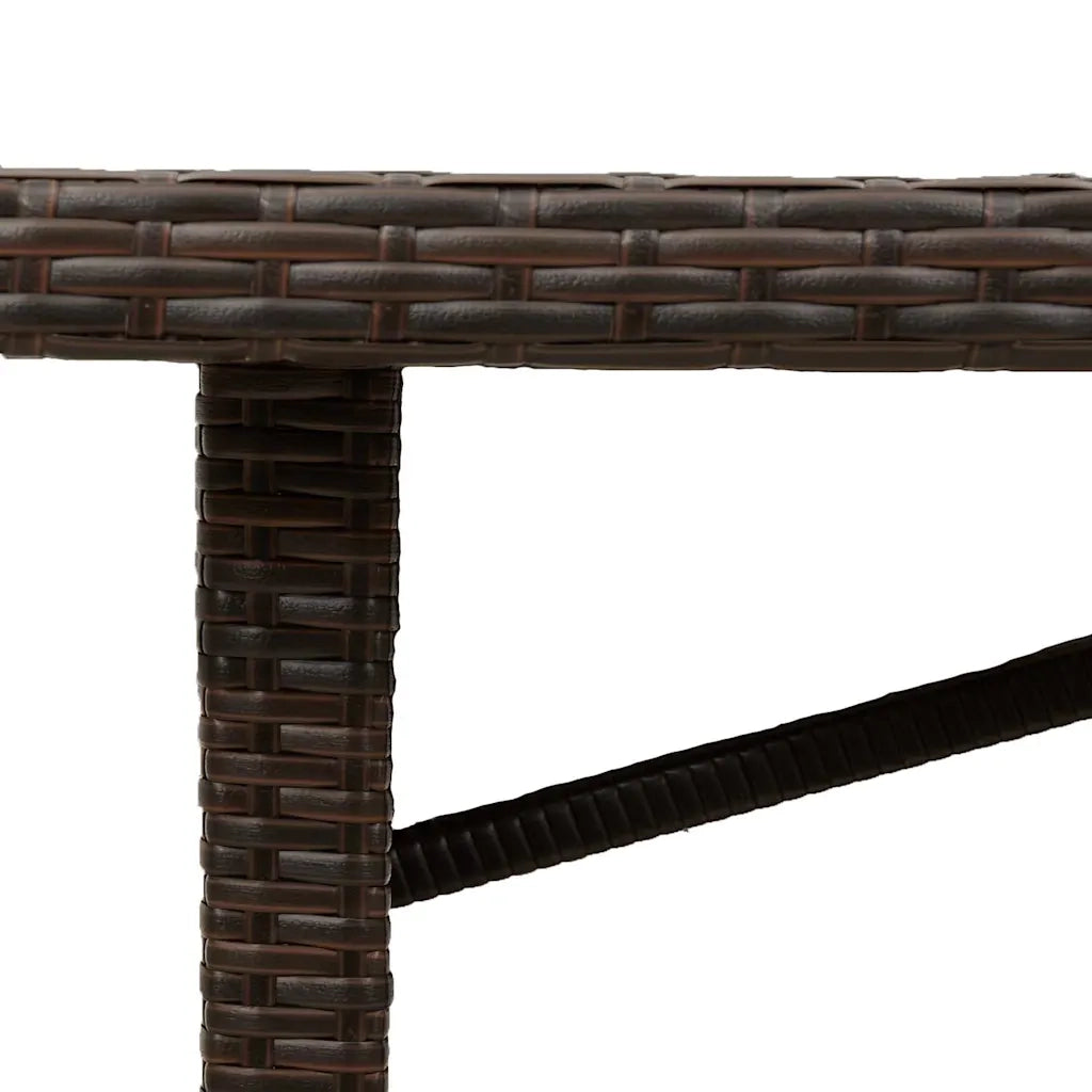 Tavolo Giardino Piano Vetro Marrone 190x80x74cm Polyrattan 365305