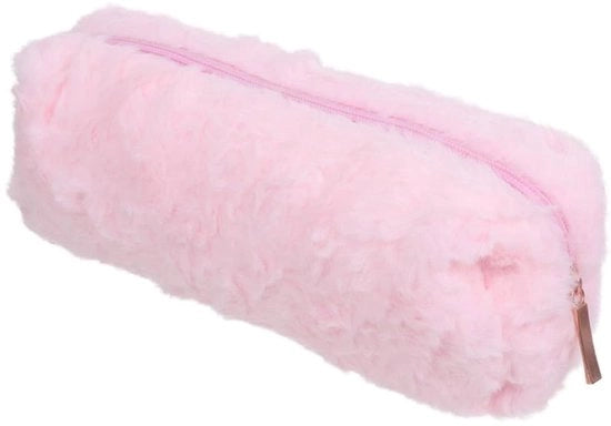Etui Pluche per Ragazze, Etui morbido, Etui peloso, Etui plume, Etui per scuola e ufficio - Rosa scuro