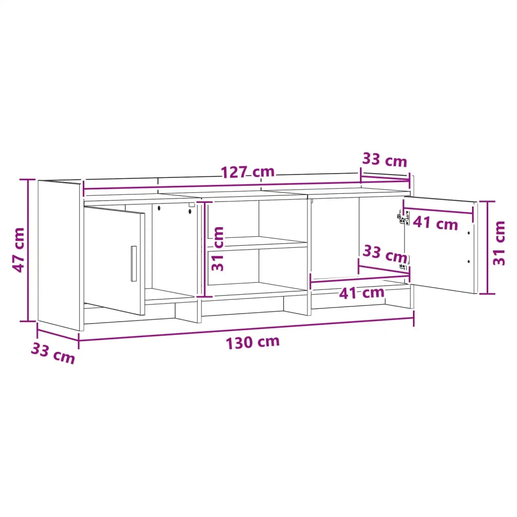 Mobile TV 130 x 33 x 47 cm Bianco Legno ingegnerizzato 8011171