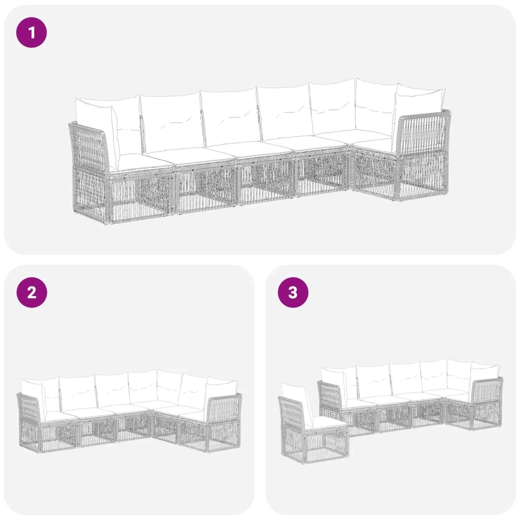 Set Divano da Giardino 6 pz Nero polyrattan 3434221