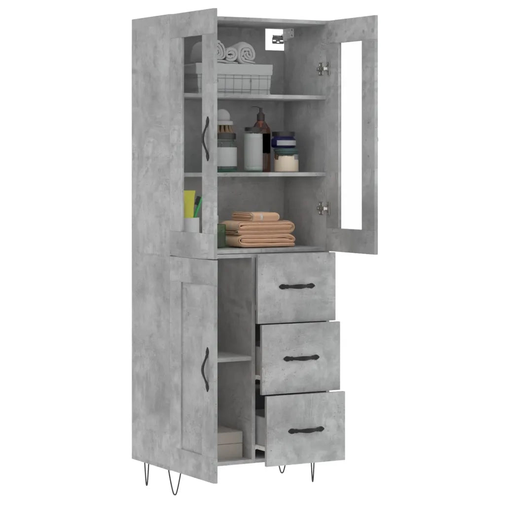 Credenza | Madia | Buffet da pranzo | Armadio da pranzo Grigio Cemento 69,5x34x180 cm in Legno Multistrato