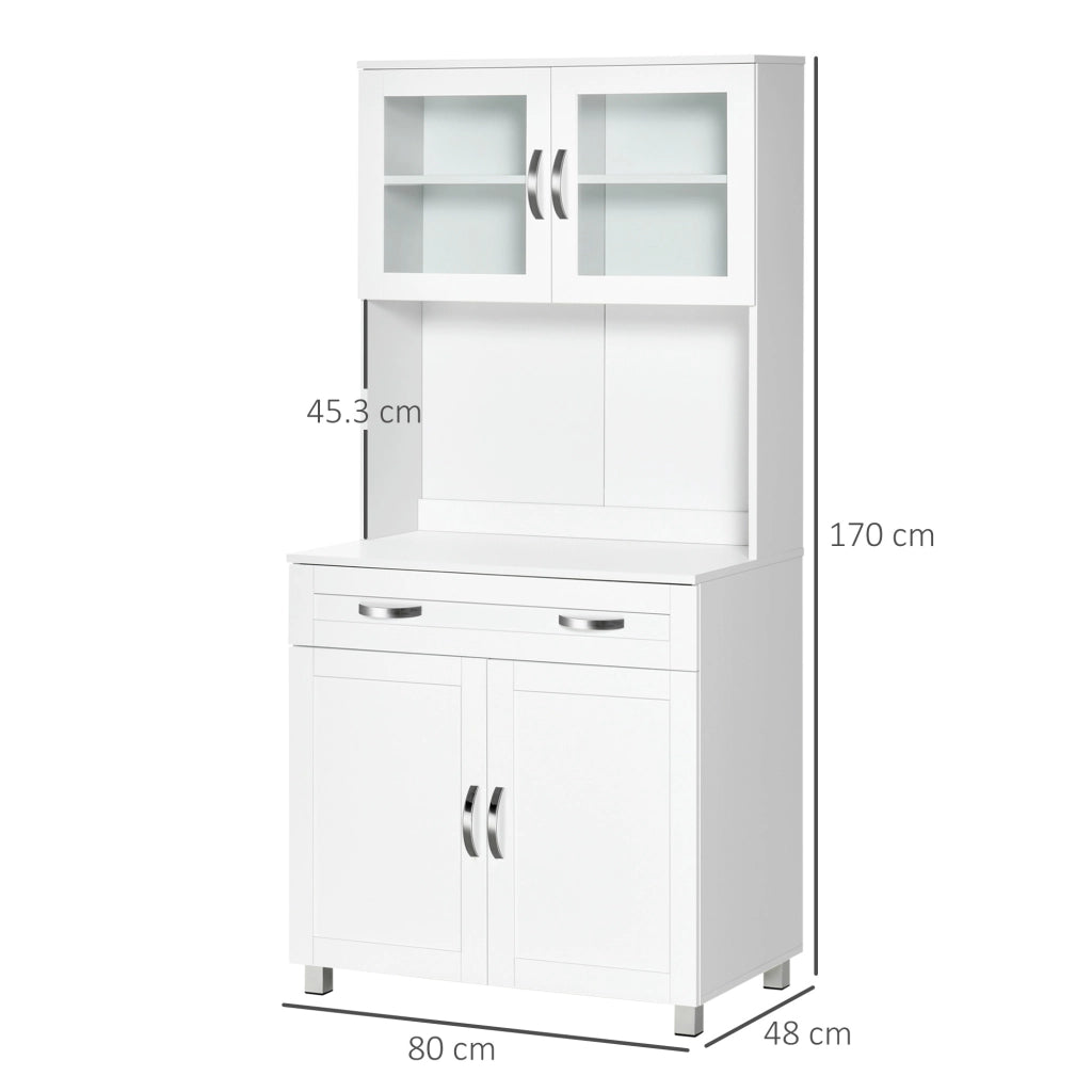 Mobile Cucina Bianco con Ante in Vetro ¨C Xylo ¨C 2 Armadietti, Mensole Regolabili, 80x48x170 cm