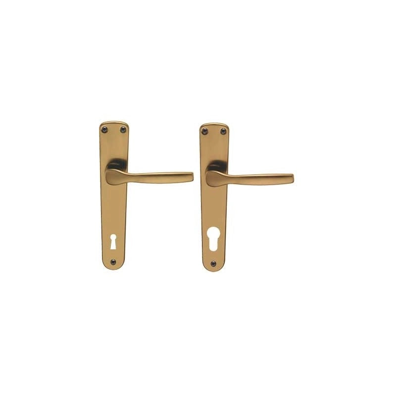 MANIGLIA 'GINEVRA' CON PLACCA Foro Yale - colore bronzo - BRIALMA