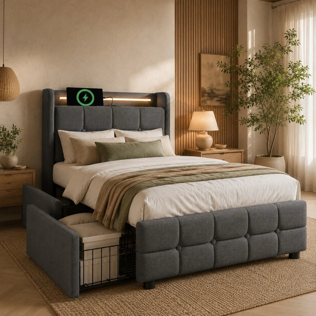 letto singolo legno grigio 90 x 200 cm