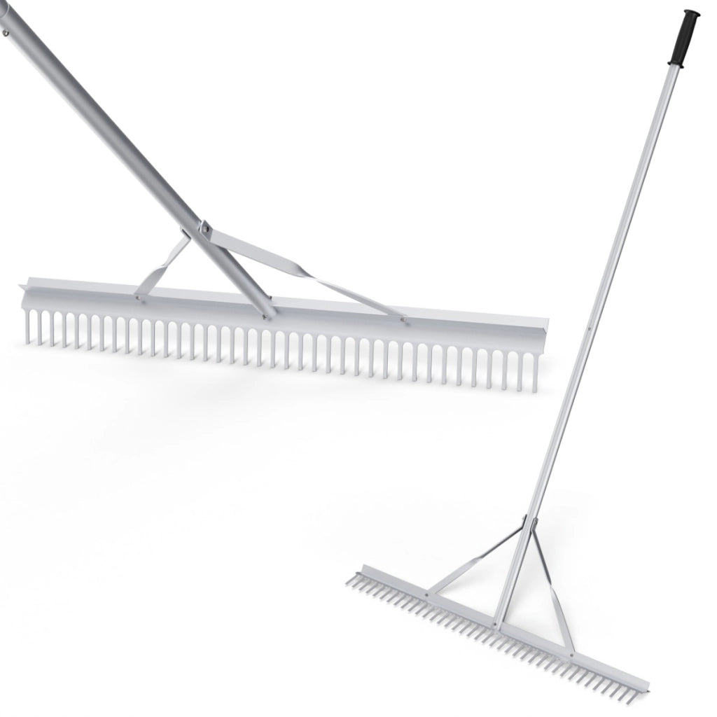 Rastrello per paesaggio in alluminio resistente con testa del rastrello larga 91cm 36 denti, Rastrello da giardino