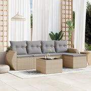 Set Divano da Giardino 6 pz con Cuscini Beige in Polyrattan 3253636