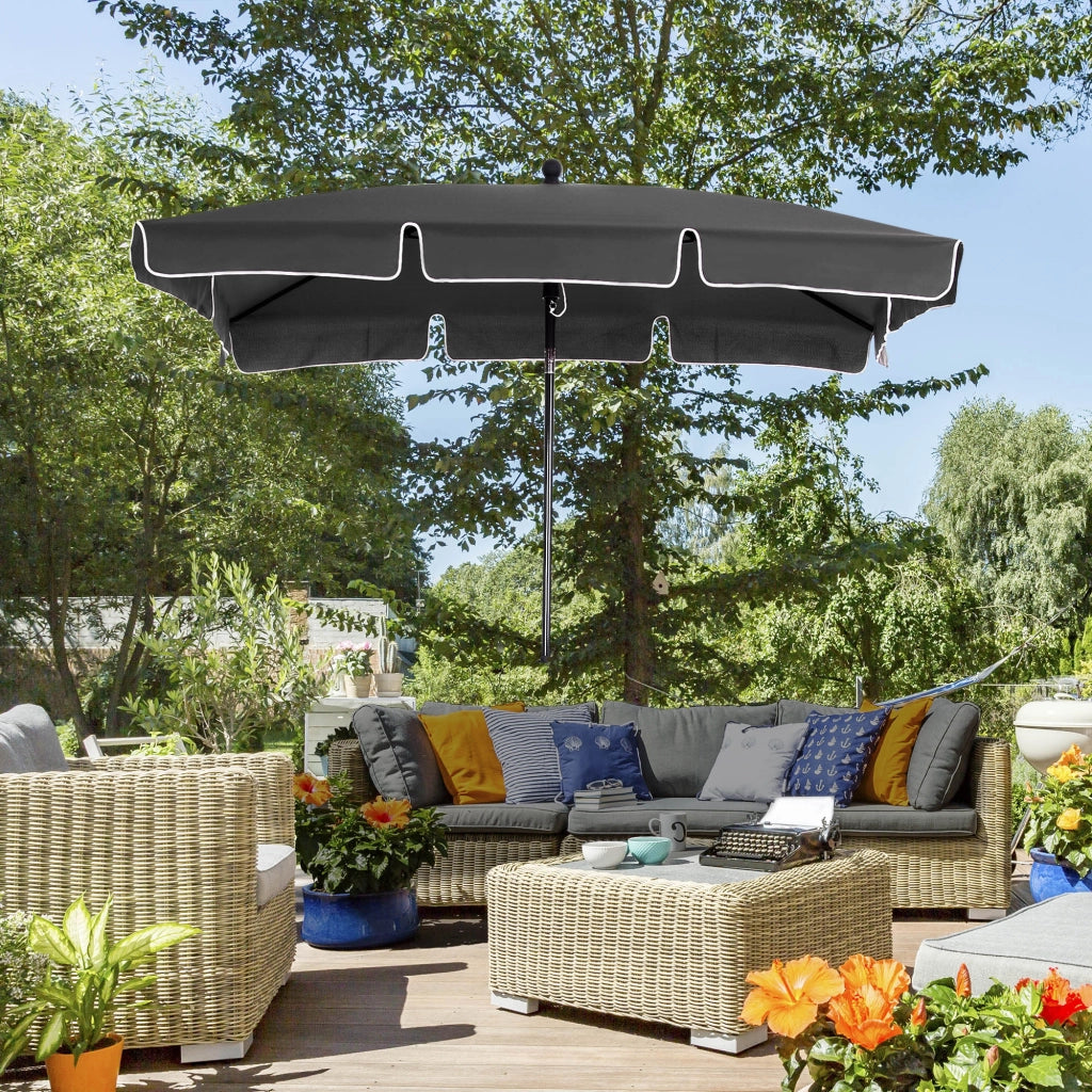 Ombrellone da Giardino rettangolare inclinabile ¨C Minimal ¨C 2x1.3m grigio metallo polyester