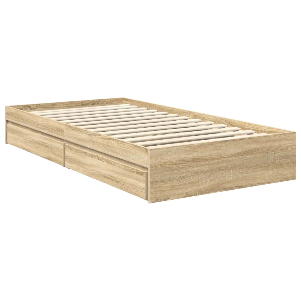 Letto con Contenitore con testiera-Struttura Letto con contenitore Rovere Sonoma 90 x 190 cm 573423