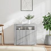 Credenza con Luci LED-Buffet-Armadio da cucina Grigio Sonoma 80x35x75 cm